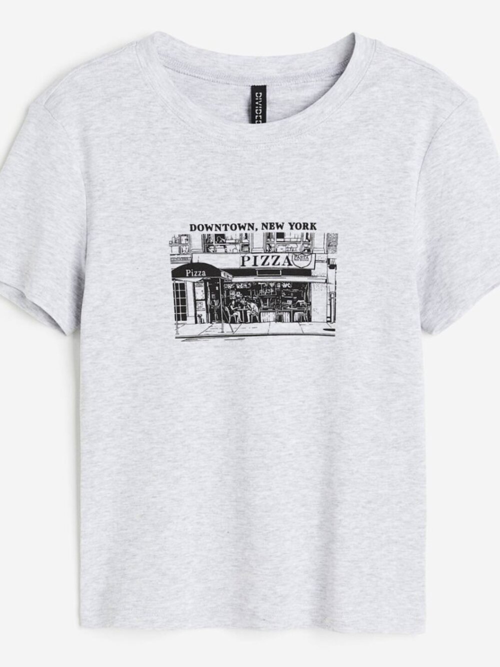 H&M Light Gray Graphic Tee - Downtown New York Pizza